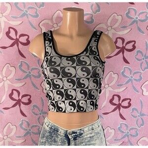 Fct Basics Peace Yin & Yang Boho Athletic Casual Crop Top Size Small Medium